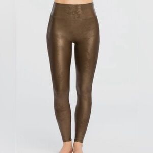Spanx Faux Leather Leggings in Bronze - Size L